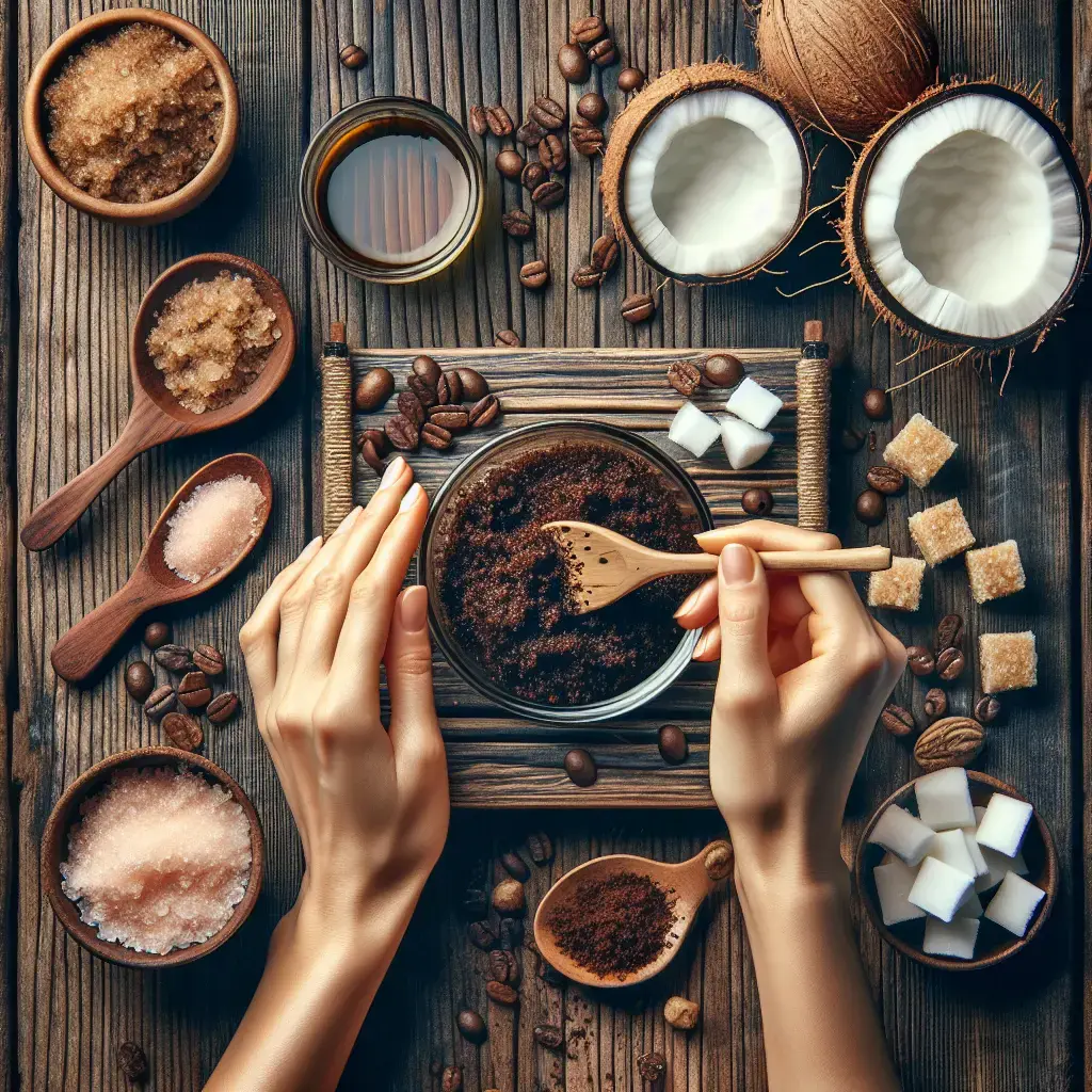 Representation of DIY Coffee Grounds Scrub for Revitalized Skin